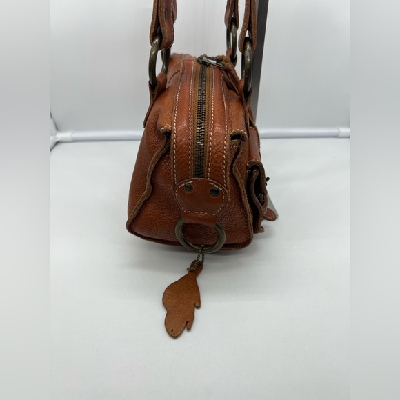 ROOTS VINTAGE Cognac Brown Leather Mini Emily Tassel Double Handles Shoulder Bag - Picture 11 of 16